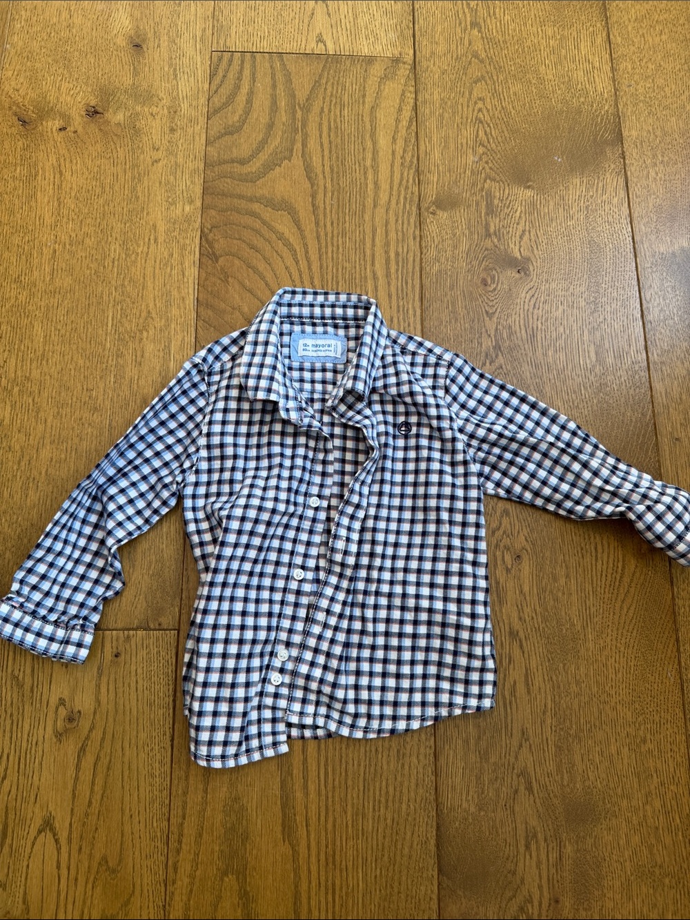 Mayoral Boys Plaid Button-Down Shirt - Blue & White - 12 months